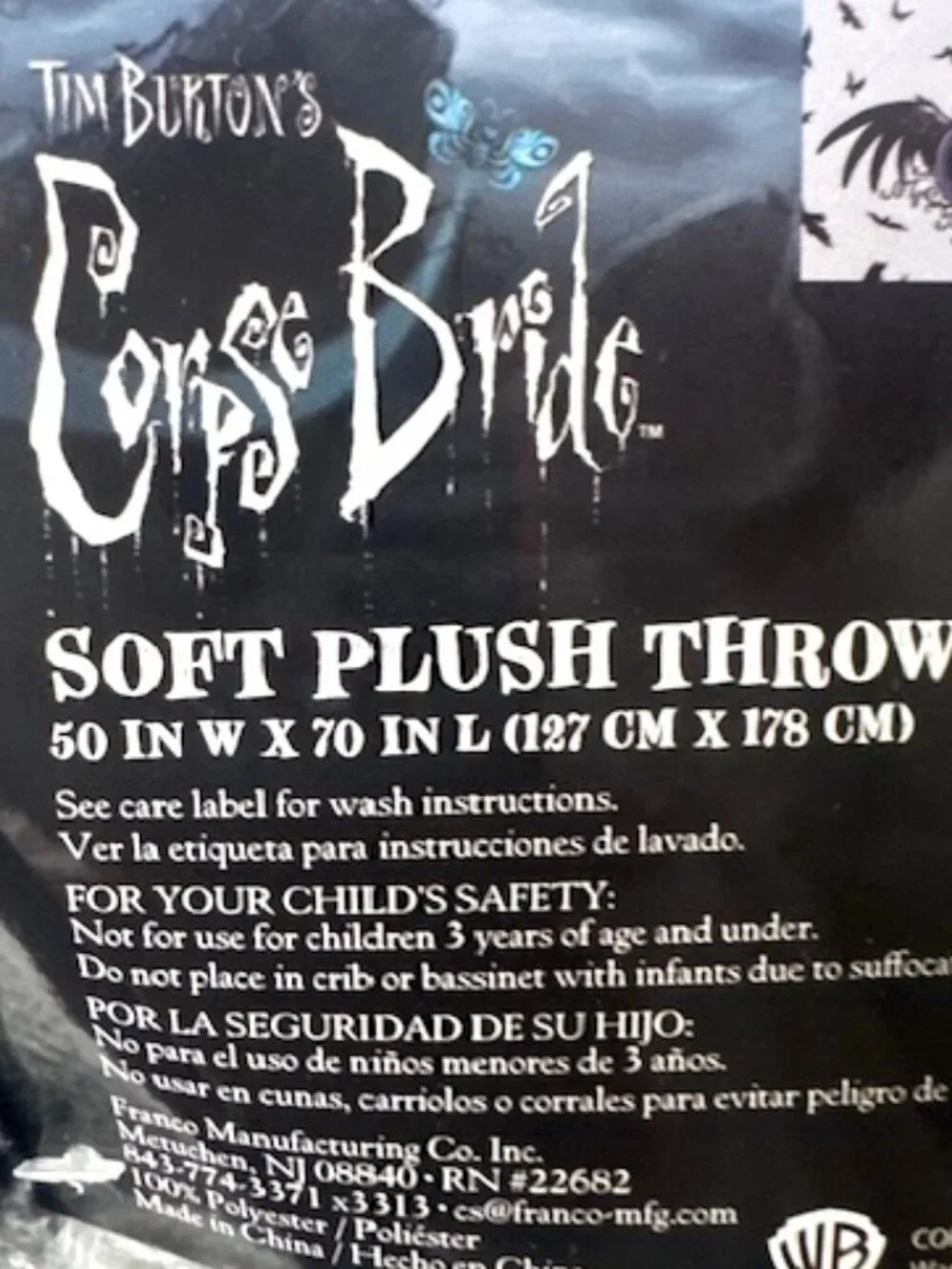 Tim Burton's Corpse Bride Soft Plush Throw Blanket